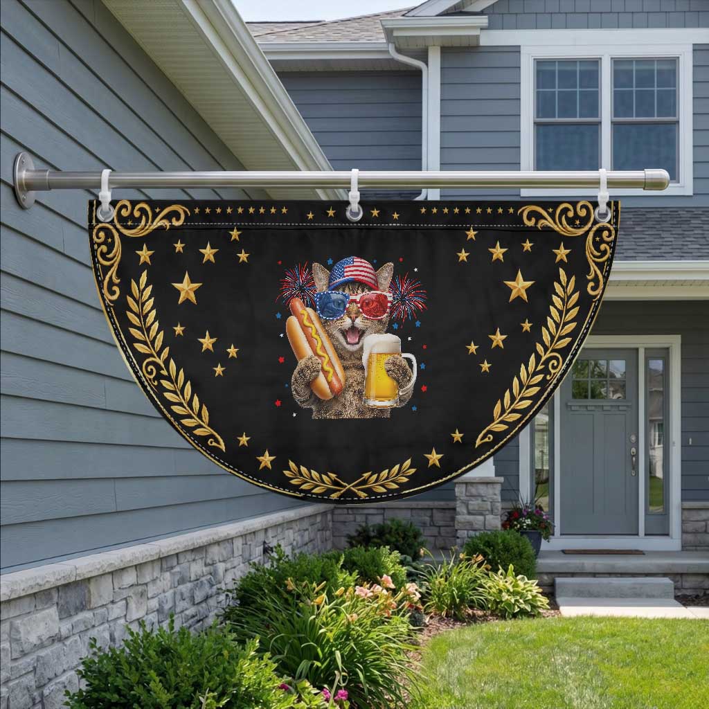 Beer And Hotdog Cat Patriotic Fan Flag Fourth Of July Celebration