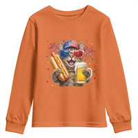 Beer And Hotdog Cat Youth Sweatshirt Fourth Of July Celebration