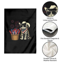 Patriotic Cowboy Cat Garden Flag 4th Of July Fireworks Celebration
