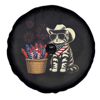 Patriotic Cowboy Cat Spare Tire Cover 4th Of July Fireworks Celebration