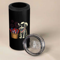 Patriotic Cowboy Cat 4 in 1 Can Cooler Tumbler 4th Of July Fireworks Celebration