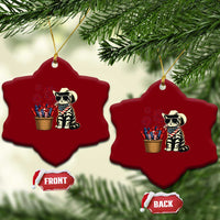 Patriotic Cowboy Cat Ceramic Ornament 4th Of July Fireworks Celebration