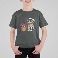 Patriotic Cowboy Cat T Shirt For Kid 4th Of July Fireworks Celebration