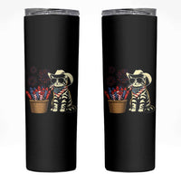 Patriotic Cowboy Cat Skinny Tumbler 4th Of July Fireworks Celebration