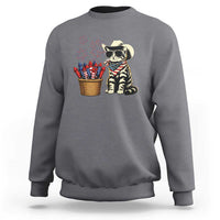 Patriotic Cowboy Cat Sweatshirt 4th Of July Fireworks Celebration