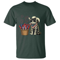 Patriotic Cowboy Cat T Shirt 4th Of July Fireworks Celebration