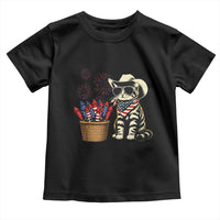 Patriotic Cowboy Cat Toddler T Shirt 4th Of July Fireworks Celebration