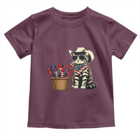 Patriotic Cowboy Cat Toddler T Shirt 4th Of July Fireworks Celebration