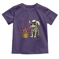 Patriotic Cowboy Cat Toddler T Shirt 4th Of July Fireworks Celebration
