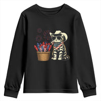 Patriotic Cowboy Cat Youth Sweatshirt 4th Of July Fireworks Celebration