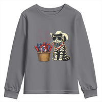 Patriotic Cowboy Cat Youth Sweatshirt 4th Of July Fireworks Celebration