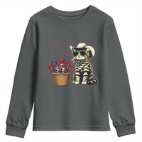 Patriotic Cowboy Cat Youth Sweatshirt 4th Of July Fireworks Celebration