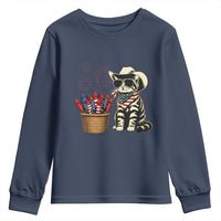 Patriotic Cowboy Cat Youth Sweatshirt 4th Of July Fireworks Celebration