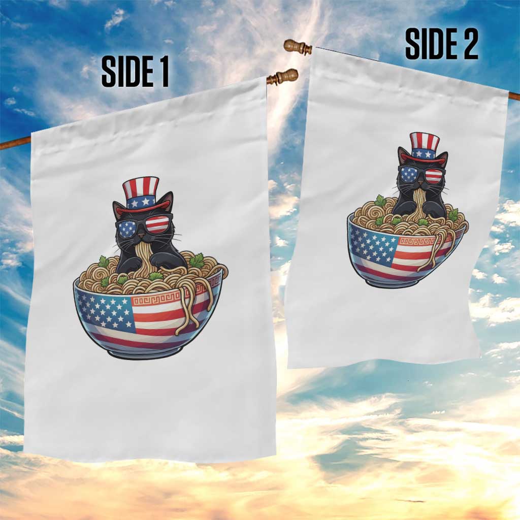 Funny Black Cats Eat Ramen Garden Flag American Flag 4th Of July