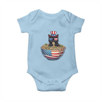 Funny Black Cats Eat Ramen Baby Onesie American Flag 4th Of July