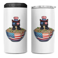 Funny Black Cats Eat Ramen 4 in 1 Can Cooler Tumbler American Flag 4th Of July