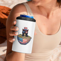 Funny Black Cats Eat Ramen 4 in 1 Can Cooler Tumbler American Flag 4th Of July