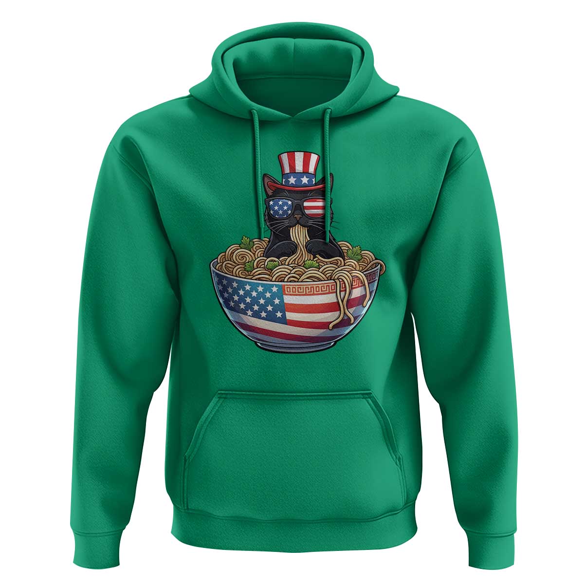 Funny Black Cats Eat Ramen Hoodie American Flag 4th Of July