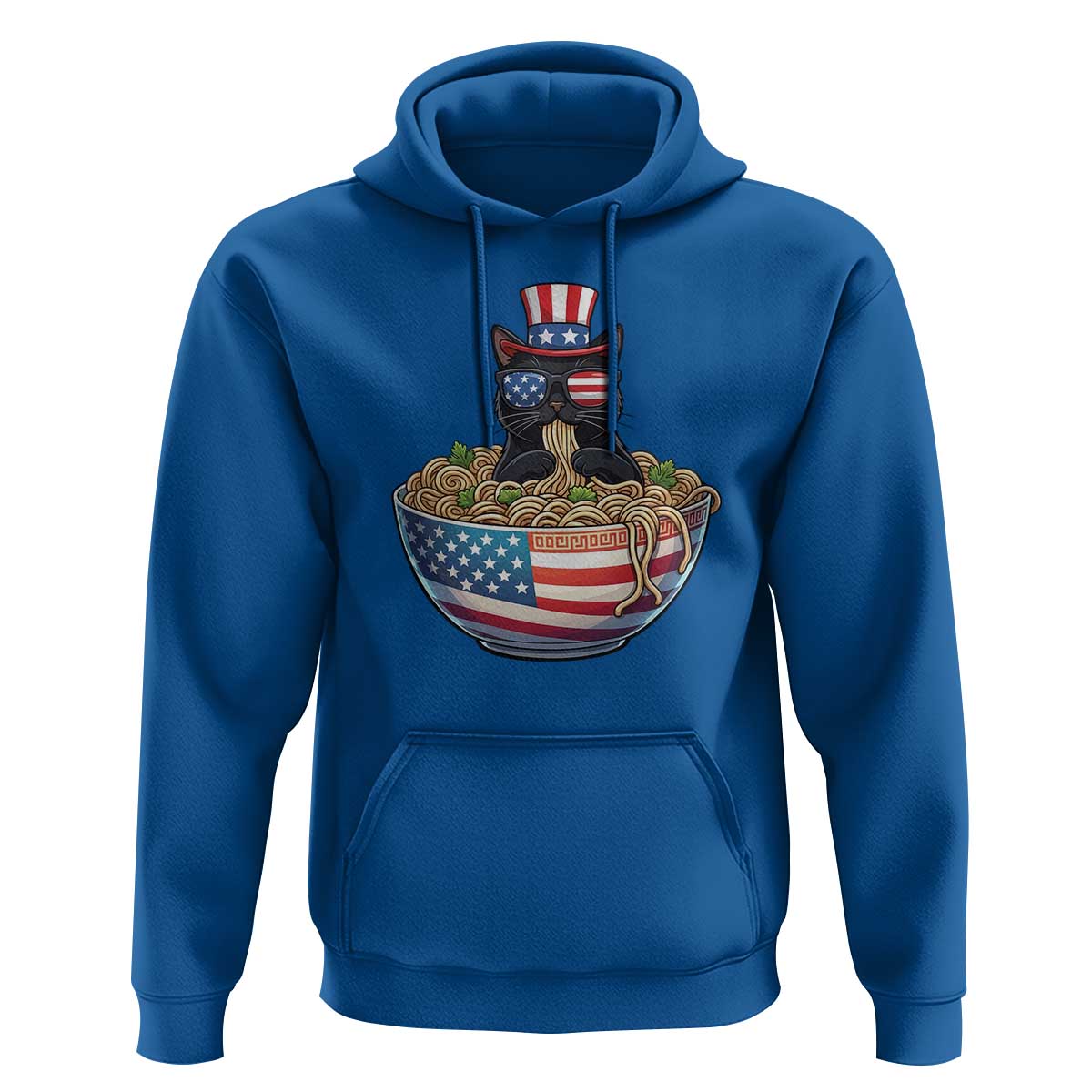 Funny Black Cats Eat Ramen Hoodie American Flag 4th Of July