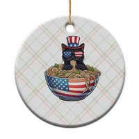 Funny Black Cats Eat Ramen Ceramic Ornament American Flag 4th Of July
