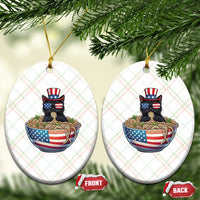Funny Black Cats Eat Ramen Ceramic Ornament American Flag 4th Of July