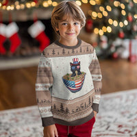 Funny Black Cats Eat Ramen Ugly Christmas Sweater American Flag 4th Of July