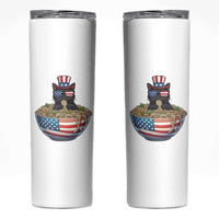 Funny Black Cats Eat Ramen Skinny Tumbler American Flag 4th Of July