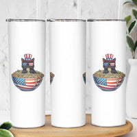Funny Black Cats Eat Ramen Skinny Tumbler American Flag 4th Of July