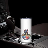 Funny Black Cats Eat Ramen Skinny Tumbler American Flag 4th Of July