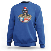 Funny Black Cats Eat Ramen Sweatshirt American Flag 4th Of July