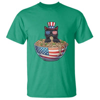 Funny Black Cats Eat Ramen T Shirt American Flag 4th Of July