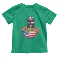 Funny Black Cats Eat Ramen Toddler T Shirt American Flag 4th Of July