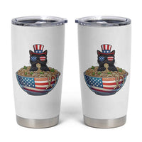 Funny Black Cats Eat Ramen Tumbler Cup American Flag 4th Of July