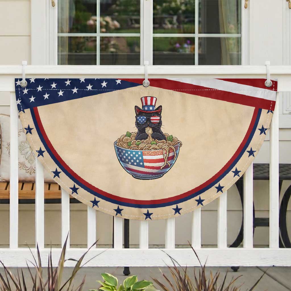 Funny Black Cats Eat Ramen Patriotic Fan Flag American Flag 4th Of July