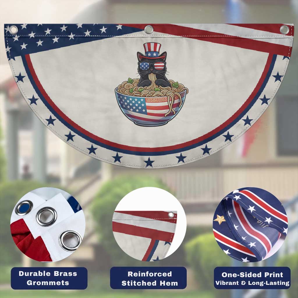 Funny Black Cats Eat Ramen Patriotic Fan Flag American Flag 4th Of July