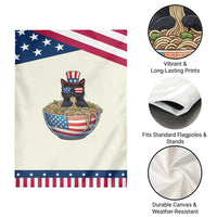Funny Black Cats Eat Ramen Patriotic Garden Flag American Flag 4th Of July