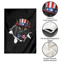 Funny Black Cat With Uncle Sam Hat Garden Flag Patriotic Pet Lover