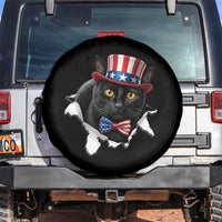 Funny Black Cat With Uncle Sam Hat Spare Tire Cover Patriotic Pet Lover