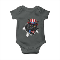 Funny Black Cat With Uncle Sam Hat Baby Onesie Patriotic Pet Lover