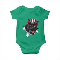 Funny Black Cat With Uncle Sam Hat Baby Onesie Patriotic Pet Lover