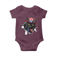 Funny Black Cat With Uncle Sam Hat Baby Onesie Patriotic Pet Lover