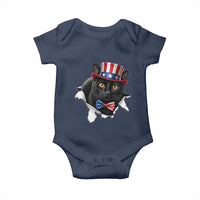 Funny Black Cat With Uncle Sam Hat Baby Onesie Patriotic Pet Lover