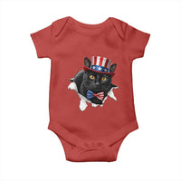 Funny Black Cat With Uncle Sam Hat Baby Onesie Patriotic Pet Lover
