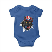 Funny Black Cat With Uncle Sam Hat Baby Onesie Patriotic Pet Lover