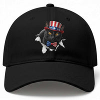 Funny Black Cat With Uncle Sam Hat Baseball Cap Patriotic Pet Lover