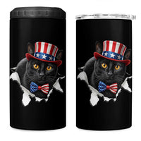 Funny Black Cat With Uncle Sam Hat 4 in 1 Can Cooler Tumbler Patriotic Pet Lover