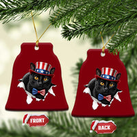 Funny Black Cat With Uncle Sam Hat Ceramic Ornament Patriotic Pet Lover