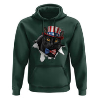 Funny Black Cat With Uncle Sam Hat Hoodie Patriotic Pet Lover