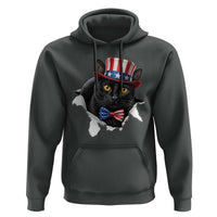Funny Black Cat With Uncle Sam Hat Hoodie Patriotic Pet Lover