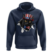 Funny Black Cat With Uncle Sam Hat Hoodie Patriotic Pet Lover